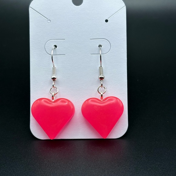 Glow in the Dark Heart Earrings- HANDMADE - Picture 5 of 5